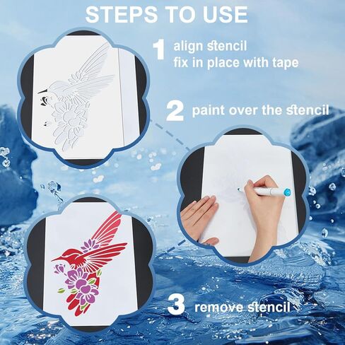 MAYJOYDIY Corner Flower Rose Stencil 11.8×11.8inch 3 Styles Vintage Rose and Vine Pattern Reusable Rose Flower Stencils for Painting with Paint Brush for Wood Canvas Wall Furniture in Saudi Arabia