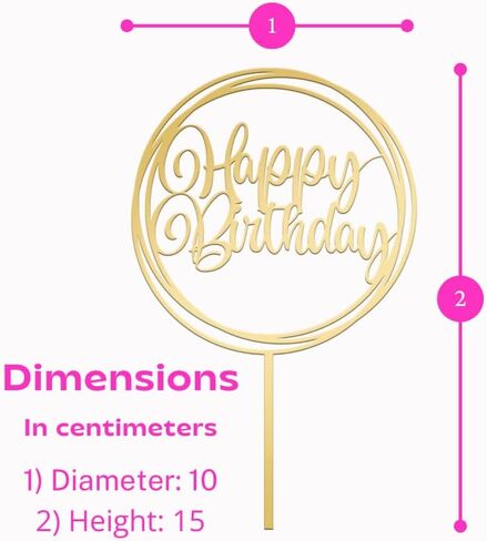 JUSTCAKETOPPERS Happy Birthday Gold Multi-Circle Acrylic Cake Topper, Elegant Birthday Cake Decoration for Party & Celebration in Saudi Arabia