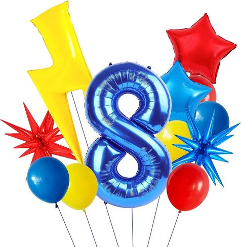 زخارف عيد ميلاد القنفذ الكرتون ، الأزرق 5 بالون رقم 40 بوصة ، الباليه البرق ، البالونات ذات اللون الأحمر الأزرق الأحمر 12 بوصة لحفل السيرك كرنفال كاريكاتوج ، زخارف عيد ميلاد خامسة للأولاد in Kuwait