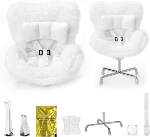 مقعد السيارة للدمى من 10 إلى 17 سم ، ملحق دمية لطيف مع وسادة فروي ناعمة ، مقطع تنفيس الهواء وقف سطح المكتب ، أريكة عرض للعمى وجامعي ، زخرفة السيارة الوظيفية (الوردي) in Kuwait