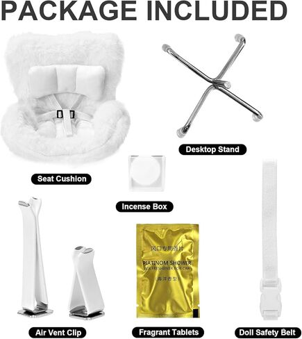 مقعد السيارة للدمى من 10 إلى 17 سم ، ملحق دمية لطيف مع وسادة فروي ناعمة ، مقطع تنفيس الهواء وقف سطح المكتب ، أريكة عرض للعمى وجامعي ، زخرفة السيارة الوظيفية (الوردي) in Kuwait