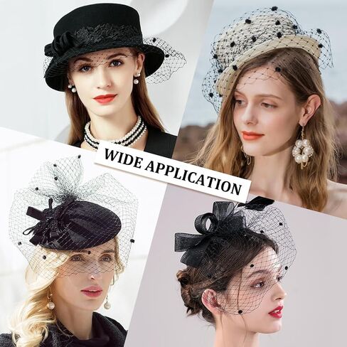 BENECREAT 2.18 Yards Birdcage Veil Netting Fabric, 17.7inch Wide Russian Millinery Netting Organza Tulle Fabric Black Net Mesh Hat Veil for Wedding, Dress Decoration in Saudi Arabia