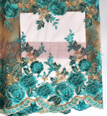 Sanvera17 النسيج الأفريقي الصافي الأقمشة النيجيرية مطرزة النسيج الدانتيل زهرة روز لباس الحفلات (أسود) 5 ياردات 220203 in Kuwait