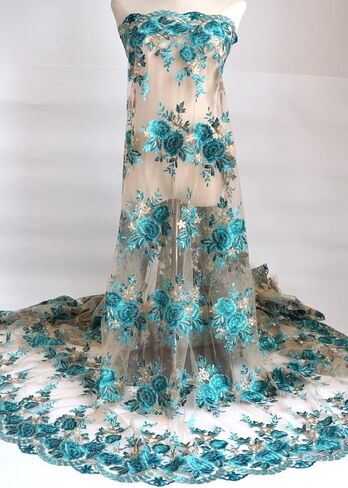 Sanvera17 النسيج الأفريقي الصافي الأقمشة النيجيرية مطرزة النسيج الدانتيل زهرة روز لباس الحفلات (أسود) 5 ياردات 220203 in Kuwait