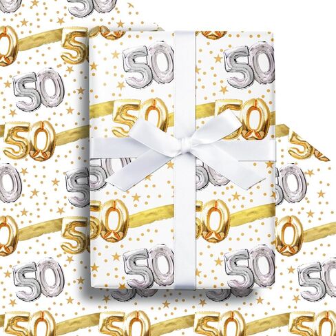Lezakaa 30th عيد ميلاد لفة ورق الورق ، عيد ميلاد سعيد 30 مع النجوم في الذهب والفضة للبالغين من العمر 30 ، رجال ، والنساء ، غلاف هدايا حفلة عيد ميلاد ، لفة مصغرة ، 17 بوصة × 16.4 قدم (23.2 قدم مربع) in Kuwait