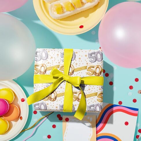Lezakaa 30th عيد ميلاد لفة ورق الورق ، عيد ميلاد سعيد 30 مع النجوم في الذهب والفضة للبالغين من العمر 30 ، رجال ، والنساء ، غلاف هدايا حفلة عيد ميلاد ، لفة مصغرة ، 17 بوصة × 16.4 قدم (23.2 قدم مربع) in Kuwait