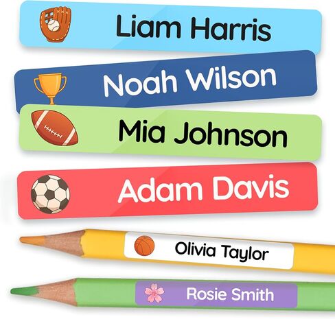 TagBuddy® Personalized Name Labels for Kids Pencils [80pcs] – Waterproof Custom Stickers for School & Daycare – Pencil Name Stickers – Stick On Name Labels for Children Pens (1.8"x0.3") in Saudi Arabia
