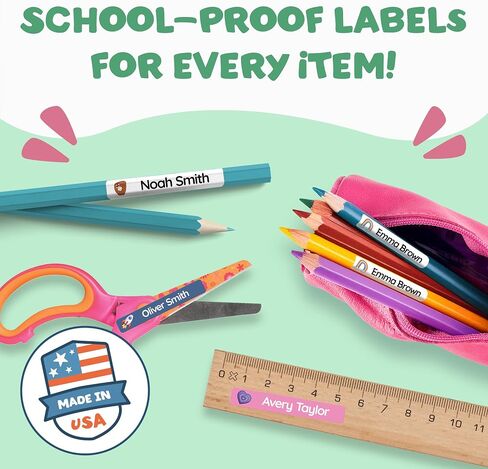 TagBuddy® Personalized Name Labels for Kids Pencils [80pcs] – Waterproof Custom Stickers for School & Daycare – Pencil Name Stickers – Stick On Name Labels for Children Pens (1.8"x0.3") in Saudi Arabia