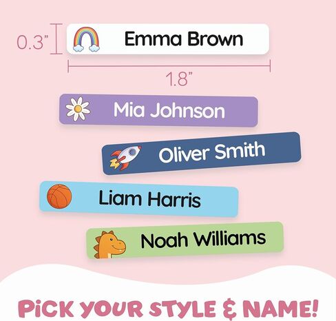TagBuddy® Personalized Name Labels for Kids Pencils [80pcs] – Waterproof Custom Stickers for School & Daycare – Pencil Name Stickers – Stick On Name Labels for Children Pens (1.8"x0.3") in Saudi Arabia