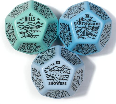 الطقس ، الطقس القاسي وجغرافيا مولد مجموعة زهر | 3 Jumbo D12S لـ D&D ، Pathfinder & TTRPGS | مصحوب يدوي | Worldbbuilding & Encounter Forrage لـ Game Masters (Sparkly) in Kuwait