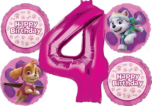 Skye and Everest 4th Birthday Party Supplies Girl Paw Pups on Patrol Balloon Bouquet Decorations 5Ct in Saudi Arabia