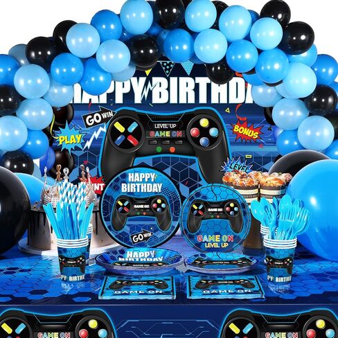 Tatuo 152 قطع فيديو ألعاب عيد ميلاد الحفلات لوازم اللاعب Gamer Party Table Cover in Saudi Arabia