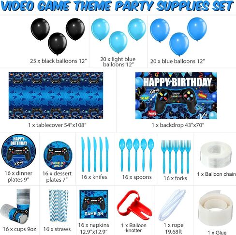 Tatuo 152 قطع فيديو ألعاب عيد ميلاد الحفلات لوازم اللاعب Gamer Party Table Cover in Saudi Arabia