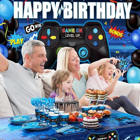 Tatuo 152 قطع فيديو ألعاب عيد ميلاد الحفلات لوازم اللاعب Gamer Party Table Cover in Saudi Arabia