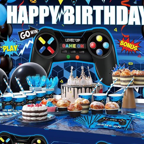 Tatuo 152 قطع فيديو ألعاب عيد ميلاد الحفلات لوازم اللاعب Gamer Party Table Cover in Saudi Arabia