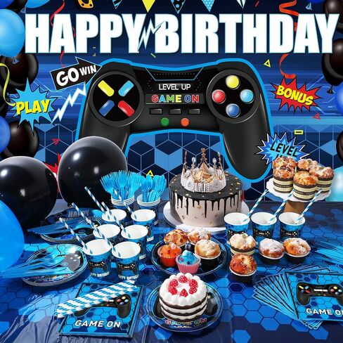 Tatuo 152 قطع فيديو ألعاب عيد ميلاد الحفلات لوازم اللاعب Gamer Party Table Cover in Saudi Arabia