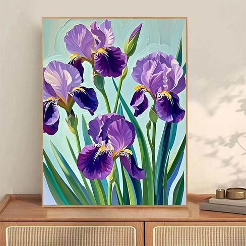 طلاء Acioppl بأرقام للبالغين المبتدئين Iris Flower DIY مجموعات الطلاء الأكريلي in Kuwait