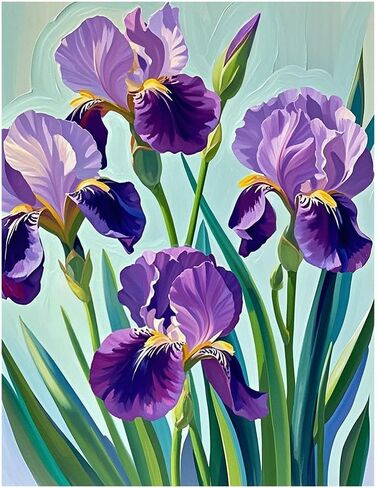 طلاء Acioppl بأرقام للبالغين المبتدئين Iris Flower DIY مجموعات الطلاء الأكريلي in Kuwait