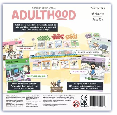 Brotherwise Games Adulthood – Relatable Life Strategy Board Game, Navigate Challenges of Growing Up, Fun for 1-4 Players, Ages 13+ in Saudi Arabia