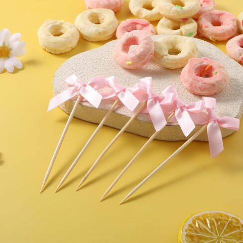 30 قطعة من القوس الوردي كب كيك أعلى القبعات القوس الشريط الكعكة Topper القوس تحت عنوان حفلات الحفلات الطفل مختار كب كيك لحفل الزفاف ديكور الحفل استحمام الطفل in Kuwait