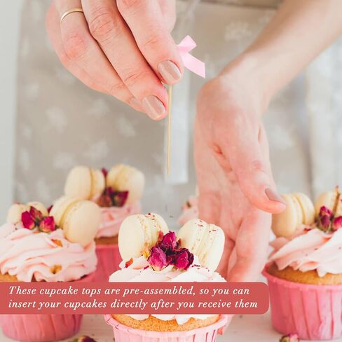 30 قطعة من القوس الوردي كب كيك أعلى القبعات القوس الشريط الكعكة Topper القوس تحت عنوان حفلات الحفلات الطفل مختار كب كيك لحفل الزفاف ديكور الحفل استحمام الطفل in Kuwait