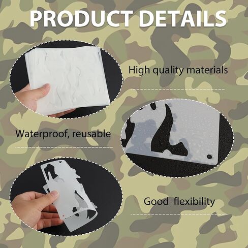 6"x6" Camouflage Stencils for Spray Paint – 7 PCS Reusable Camo Pattern Templates for DIY Painting on Wood, Fabric, Canvas, Paper, Metal in Saudi Arabia