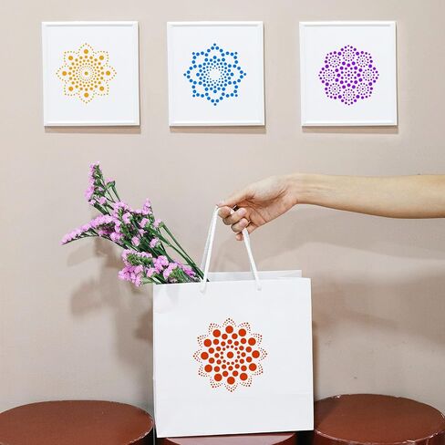 Fingerinspire 4pcs الفنون الشعبية الزهور الإستنسل مع الفرشاة 5.9x5.9 بوصة قابلة لإعادة الاستخدام النمط النمط المجردة زهور التصميم الفني للاستنسل مواضيع شعبية للطلاء على الأثاث الحائط الخشبي in Saudi Arabia