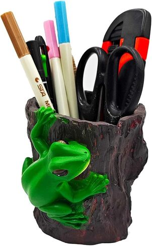 حامل قلم رصاص Frog للأطفال ، وعاء عصاري مضحك ، قلم/قلم رصاص/فرشاة منظم مكتب ، زارع لطيف للنباتات الصغيرة ، هدية المكتب للنساء الرجال (بني) in Kuwait