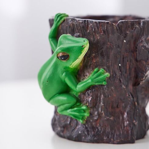 حامل قلم رصاص Frog للأطفال ، وعاء عصاري مضحك ، قلم/قلم رصاص/فرشاة منظم مكتب ، زارع لطيف للنباتات الصغيرة ، هدية المكتب للنساء الرجال (بني) in Kuwait