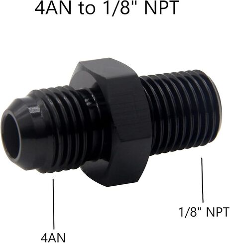 YSIL 4AN Male Flare to 1/8" NPT 2PCS Hose Pipe Fitting Adapter Fuel Union Connector Aluminum Alloy Straight Black Anodized Surface in Saudi Arabia
