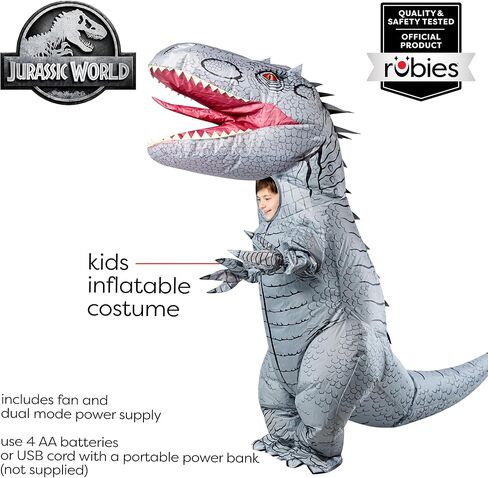Rubies Fun Inflatable Indominus Rex Kids Inflatable Costume with Battery Powered Fan, One Size in Saudi Arabia