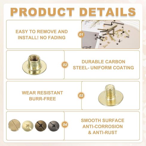 UXCELL 40 SETS Chicago SCRET RIVETS M5X6MM Metal Phillips Post Pain مسامير مسامير مسامير مسامير لداي لجلات حزام جلدية DIY ، in Saudi Arabia