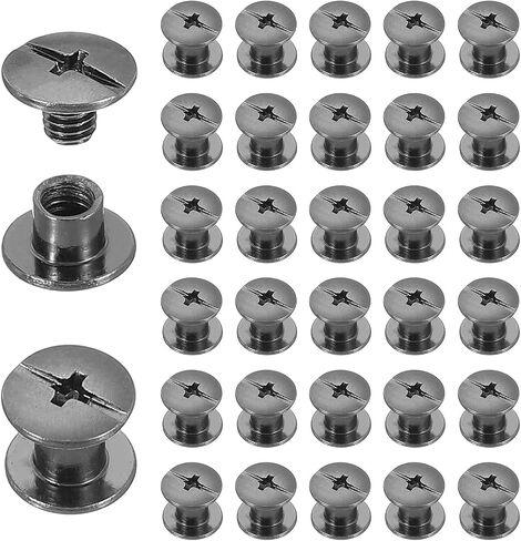 UXCELL 40 SETS Chicago SCRET RIVETS M5X6MM Metal Phillips Post Pain مسامير مسامير مسامير مسامير لداي لجلات حزام جلدية DIY ، in Saudi Arabia