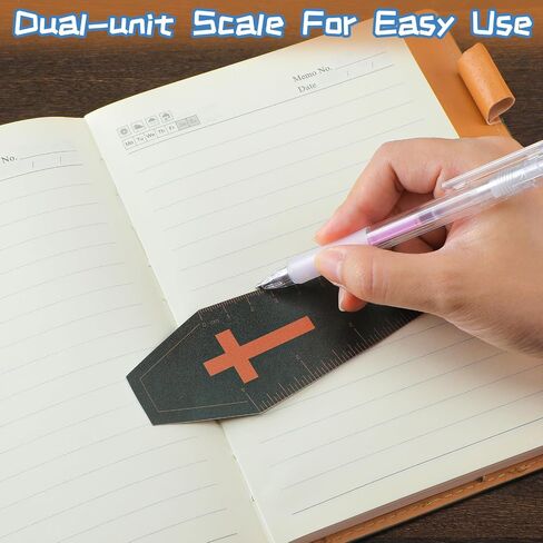 Tenceur 50 Pcs 10 Styles Halloween Bookmark Rulers Horror Coffin Acrylic Bookmarks Halloween Party Favors Cute Pumpkin Bat Ghost Bookmarks for Reader Adults Book Lovers Trick or Treat Prizes in Saudi Arabia
