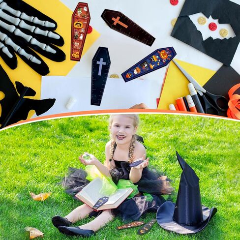 Tenceur 50 Pcs 10 Styles Halloween Bookmark Rulers Horror Coffin Acrylic Bookmarks Halloween Party Favors Cute Pumpkin Bat Ghost Bookmarks for Reader Adults Book Lovers Trick or Treat Prizes in Saudi Arabia