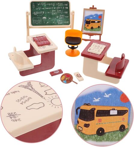 مشهد الفصول الدراسية المصغرة 1 مجموعة Mini House Kit ألعاب السبورة للبنين والبنات ديي ديني مصغرة in Kuwait