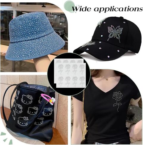 Phesinspire 2 ورقة روز بريق الحديد على الحديد على عمليات النقل 16 pcs وردة الشكل الوردي في الشرق الأوسط راينستون الإصلاح الساخن مسطح الجولة الكريستال راينستون البقع الساخنة للملابس زخرفة الملابس in Saudi Arabia