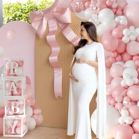 Pink Balloon Baby Shower Decorations for Girl, 140Pcs Pink and White Balloon Arch Garland Kit Baby Boxes with Letters for Girl Boho Baby Shower Gender Reveal Wedding Birthday Party Decorations in Saudi Arabia