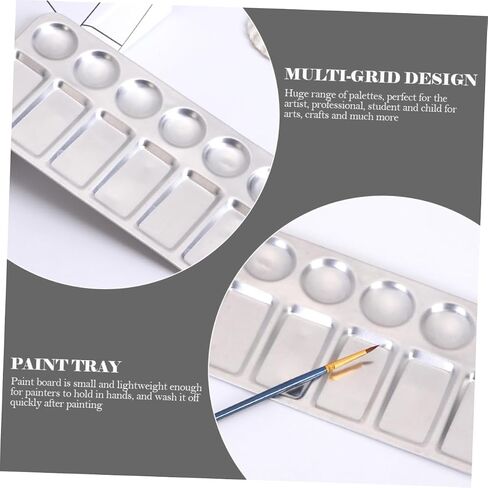 Angoily 2pcs Student Paint Tray Board Aluminum Painting Palette Mixing Wells Easy to Clean Mix Paint in Saudi Arabia
