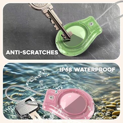 4 Pack Airtag Holder Compatible Apple AirTag, Secure Holder with Wire Cable for Men Women's Keyrings & Keychains, Air Tag Case Keychain for Keys, Luggage, Bags, 4 Colors in Kuwait