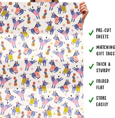 CENTRAL 23 Donkey Birthday Wrapping Paper For Men Women - 6 Sheet Of Beige Gift Wrap - Donkey Party - Friends Wrapping Paper Funny - Comes With Stickers in Saudi Arabia