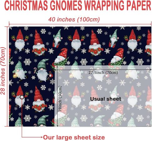 WRAPLULU Christmas Tree Wrapping Paper - 4 Jumbo Sheets, 28 * 40 Inches - Green Xmas Gift Wrapping Paper with Santa Hat, Pink and Gold Trees, Perfect for Kids Christmas Birthday Baby Shower Weddings in Saudi Arabia