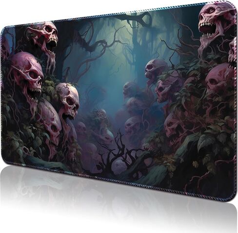 Playmat Board Game MTG Duel Playmat Trading Card 23.6 x 13.8in Game Mat Stitching Edges Compatible for TCG CCG RPG OCG with Card Zones + Including Storage Bags (Skull Land,No Zone) in Kuwait