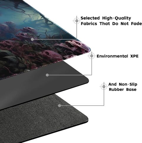 Playmat Board Game MTG Duel Playmat Trading Card 23.6 x 13.8in Game Mat Stitching Edges Compatible for TCG CCG RPG OCG with Card Zones + Including Storage Bags (Skull Land,No Zone) in Kuwait