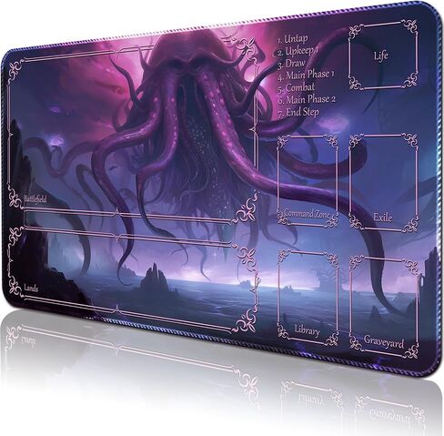 Playmat Board Game MTG Duel Playmat Trading Card 23.6 x 13.8in Game Mat Stitching Edges Compatible for TCG CCG RPG OCG with Card Zones + Including Storage Bags (Skull Land,No Zone) in Kuwait
