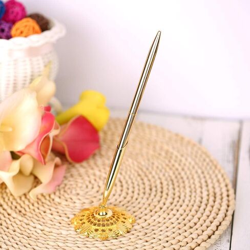 قطعتين من الضيوف الضيوف قلم الزفاف الذهبي مع قلم جوفاء جولة جولة القلم علامة كتابة القلم لحفل الزفاف Golden (الذهب) in Kuwait