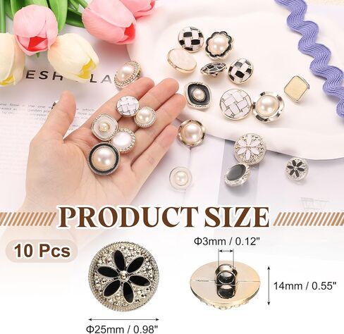 UXCELL 10pcs 18 مم راتنج راتنج عتيقة ملابس الخياطة الزر معطف المعادن أزرار الزهور الإكسسوارات الحرفية للملاب in Kuwait