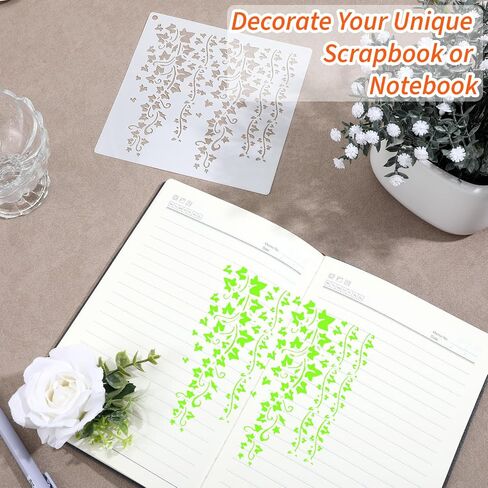 22 Pcs 5.9 Inch Small Flower Stencils for Crafts Reusable,Stencils for Painting, Wildflower Stencil with Sunflower, Botanical Leaf Tree Plant Pattern for Drawing on Fabric Walls Paper Wood Floor in Saudi Arabia