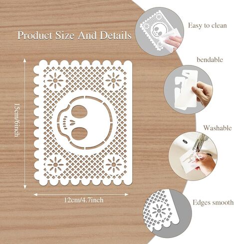 25 Reusable Mexican Stencil Template for Painting - Plastic Dia De Los Muertos Day of The Dead Stencils for Wood Wall Home Decor in Saudi Arabia