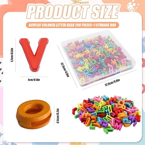 200pcs Large Alphabet Letter Beads, A-Z Plastic Loose Beads with Storage Box, for Jewelry Making, Bracelets, Necklaces, Keychains (Macaroon Candy Colors) in Kuwait